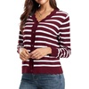 image:imageGRECERELLE Cardigan Sweaters for Women Lightweight 2026 Fall OutfitsWine White Striped