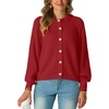 image:imageGRECERELLE Chunky Knit Cardigan Sweaters for Women 2026 Fall OutfitsRed