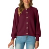 image:imageGRECERELLE Chunky Knit Cardigan Sweaters for Women 2026 Fall OutfitsWine Red