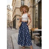 image:imageGRECERELLE Maxi Skirts for Women High Waist Tiered with PocketsBlue Small Flower