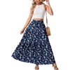 image:imageGRECERELLE Maxi Skirts for Women High Waist Tiered with PocketsBlue Small Flower
