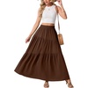image:imageGRECERELLE Maxi Skirts for Women High Waist Tiered with PocketsBrown