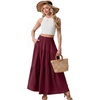 image:imageGRECERELLE Maxi Skirts for Women High Waist Tiered with PocketsBurgundy