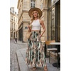 image:imageGRECERELLE Maxi Skirts for Women High Waist Tiered with PocketsCamou Green Pink