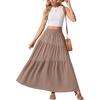 image:imageGRECERELLE Maxi Skirts for Women High Waist Tiered with PocketsCoffee Gray