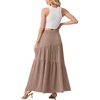 image:imageGRECERELLE Maxi Skirts for Women High Waist Tiered with PocketsCoffee Gray