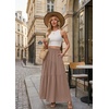 image:imageGRECERELLE Maxi Skirts for Women High Waist Tiered with PocketsCoffee Gray