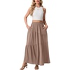 image:imageGRECERELLE Maxi Skirts for Women High Waist Tiered with PocketsCoffee Gray