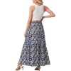 image:imageGRECERELLE Maxi Skirts for Women High Waist Tiered with PocketsDark Blue Palm Leaf
