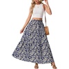 image:imageGRECERELLE Maxi Skirts for Women High Waist Tiered with PocketsDark Blue Palm Leaf