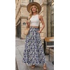 image:imageGRECERELLE Maxi Skirts for Women High Waist Tiered with PocketsDark Blue Palm Leaf