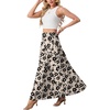 image:imageGRECERELLE Maxi Skirts for Women High Waist Tiered with PocketsKhaki Black Flower