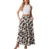 image:imageGRECERELLE Maxi Skirts for Women High Waist Tiered with PocketsKhaki Black Flower