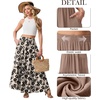 image:imageGRECERELLE Maxi Skirts for Women High Waist Tiered with PocketsKhaki Black Flower