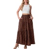 image:imageGRECERELLE Maxi Skirts for Women High Waist Tiered with PocketsLd Coffee