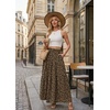 image:imageGRECERELLE Maxi Skirts for Women High Waist Tiered with PocketsLd Khaki
