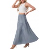 image:imageGRECERELLE Maxi Skirts for Women High Waist Tiered with PocketsMisty Blue