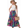 image:imageGRECERELLE Maxi Skirts for Women High Waist Tiered with PocketsMulti Purple Wave