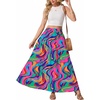 image:imageGRECERELLE Maxi Skirts for Women High Waist Tiered with PocketsMulti Purple Wave