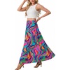 image:imageGRECERELLE Maxi Skirts for Women High Waist Tiered with PocketsMulti Purple Wave