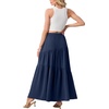 image:imageGRECERELLE Maxi Skirts for Women High Waist Tiered with PocketsNavy Blue