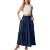 image:imageGRECERELLE Maxi Skirts for Women High Waist Tiered with PocketsNavy Blue