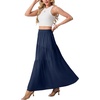 image:imageGRECERELLE Maxi Skirts for Women High Waist Tiered with PocketsNavy Blue