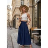 image:imageGRECERELLE Maxi Skirts for Women High Waist Tiered with PocketsNavy Blue