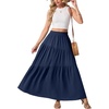 image:imageGRECERELLE Maxi Skirts for Women High Waist Tiered with PocketsNavy Blue