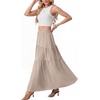 image:imageGRECERELLE Maxi Skirts for Women High Waist Tiered with PocketsOatmeal