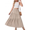 image:imageGRECERELLE Maxi Skirts for Women High Waist Tiered with PocketsOatmeal