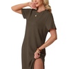 image:imageGRECERELLE Midi Dresses for Women  WrinkleFree Crewneck Split Long Dress for Work Travel Casual Versatile with PocketArmy Green