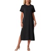 image:imageGRECERELLE Midi Dresses for Women  WrinkleFree Crewneck Split Long Dress for Work Travel Casual Versatile with PocketBlack