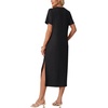 image:imageGRECERELLE Midi Dresses for Women  WrinkleFree Crewneck Split Long Dress for Work Travel Casual Versatile with PocketBlack