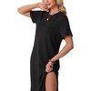 image:imageGRECERELLE Midi Dresses for Women  WrinkleFree Crewneck Split Long Dress for Work Travel Casual Versatile with PocketBlack