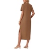 image:imageGRECERELLE Midi Dresses for Women  WrinkleFree Crewneck Split Long Dress for Work Travel Casual Versatile with PocketCamel