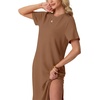 image:imageGRECERELLE Midi Dresses for Women  WrinkleFree Crewneck Split Long Dress for Work Travel Casual Versatile with PocketCamel
