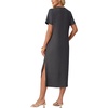 image:imageGRECERELLE Midi Dresses for Women  WrinkleFree Crewneck Split Long Dress for Work Travel Casual Versatile with PocketDark Gray