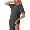 image:imageGRECERELLE Midi Dresses for Women  WrinkleFree Crewneck Split Long Dress for Work Travel Casual Versatile with PocketDark Gray
