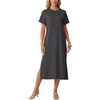image:imageGRECERELLE Midi Dresses for Women  WrinkleFree Crewneck Split Long Dress for Work Travel Casual Versatile with PocketDark Gray