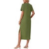 image:imageGRECERELLE Midi Dresses for Women  WrinkleFree Crewneck Split Long Dress for Work Travel Casual Versatile with PocketDill Green