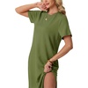 image:imageGRECERELLE Midi Dresses for Women  WrinkleFree Crewneck Split Long Dress for Work Travel Casual Versatile with PocketDill Green