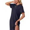 image:imageGRECERELLE Midi Dresses for Women  WrinkleFree Crewneck Split Long Dress for Work Travel Casual Versatile with PocketNavy Blue