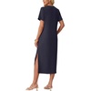 image:imageGRECERELLE Midi Dresses for Women  WrinkleFree Crewneck Split Long Dress for Work Travel Casual Versatile with PocketNavy Blue