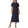 image:imageGRECERELLE Midi Dresses for Women  WrinkleFree Crewneck Split Long Dress for Work Travel Casual Versatile with PocketNavy Blue