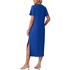 image:imageGRECERELLE Midi Dresses for Women  WrinkleFree Crewneck Split Long Dress for Work Travel Casual Versatile with PocketRoyal Blue