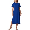 image:imageGRECERELLE Midi Dresses for Women  WrinkleFree Crewneck Split Long Dress for Work Travel Casual Versatile with PocketRoyal Blue