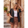 image:imageGRECERELLE Short Sleeve Cardigan for Women Lightweight Summer with Pockets Open Front Casual Beach Cover Ups 2026Ablack