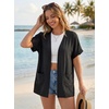image:imageGRECERELLE Short Sleeve Cardigan for Women Lightweight Summer with Pockets Open Front Casual Beach Cover Ups 2026Ablack