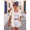 image:imageGRECERELLE Short Sleeve Cardigan for Women Lightweight Summer with Pockets Open Front Casual Beach Cover Ups 2026Aivory White